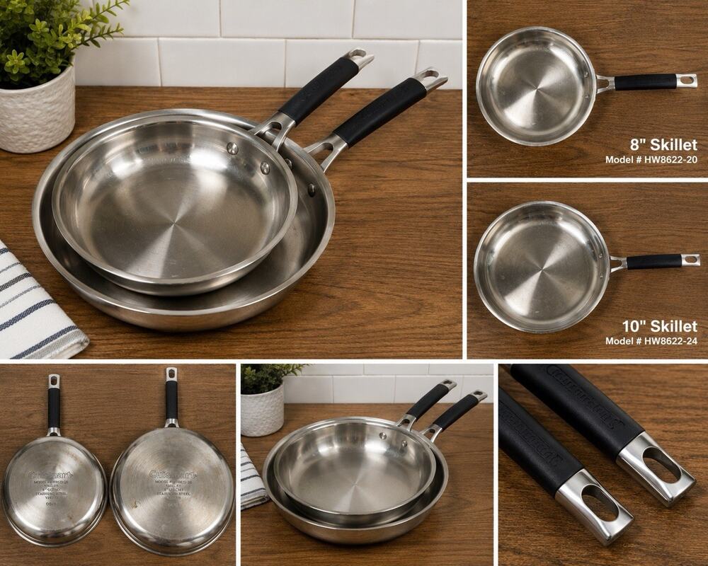Cuisinart Stainless Steel Skillet Fry Pan Set 8” & 10” HW8622-20 24